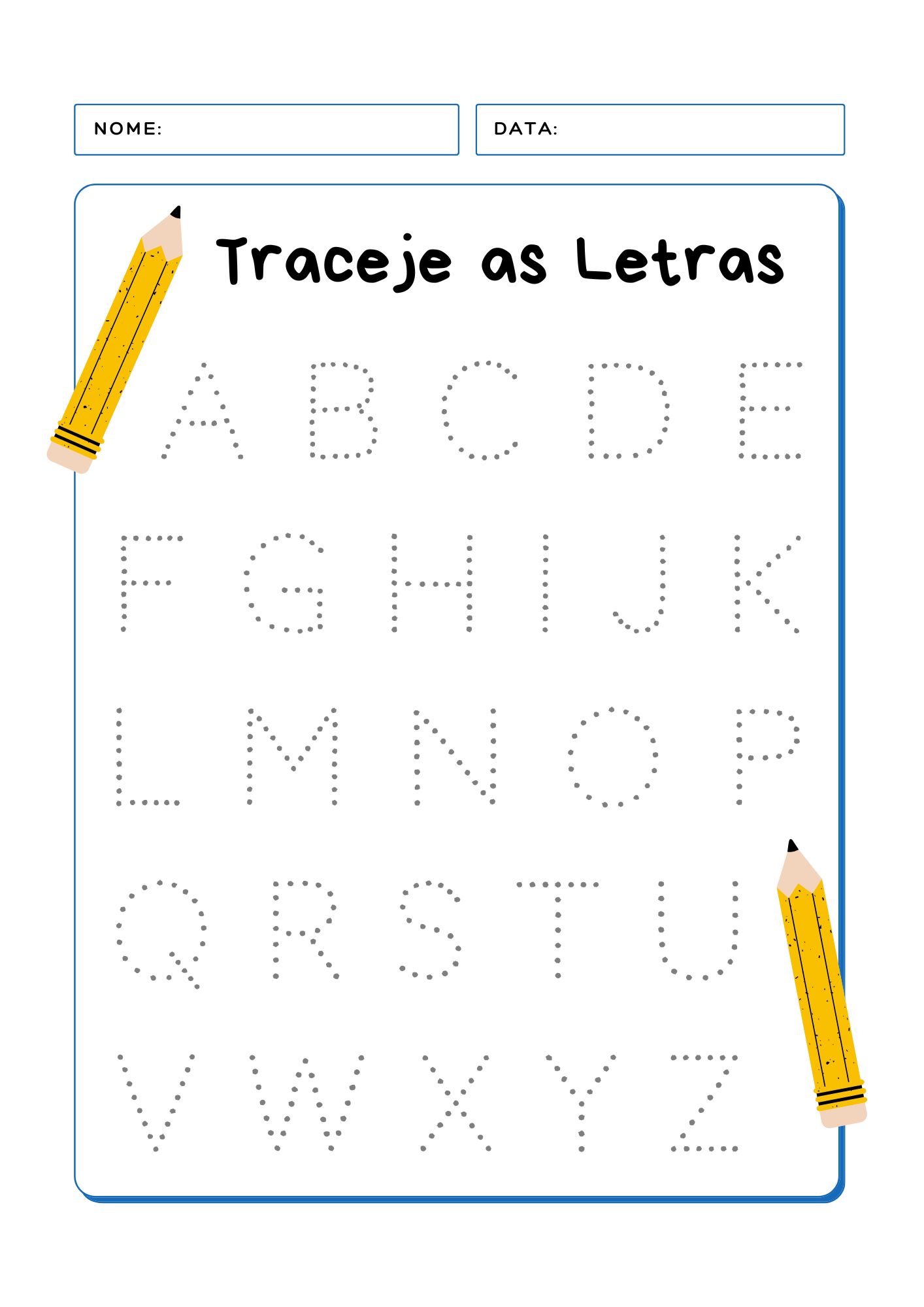 Bicolor Tracejar Letras Fundamental Folha de Atividades